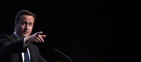 Britain's Prime Minister David Cameron answers a reporter's question, during a news conference at the end of the G20 nations summit in Toronto, Canada, Sunday June 27, 2010. Wary of slamming on the stimulus brakes too quickly but shaken by the European debt crisis, world leaders pledged Sunday to slash government deficits in the most industrialized nations in half by 2013, with wiggle room to meet the goal. (AP Photo/Lefteris Pitarakis)