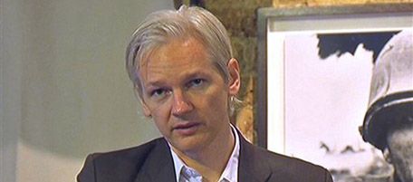 WikiLeaks founder Julian Assange speaks during a press conference in London Monday July 26, 2010. Assange said Monday he believes there is evidence of war crimes in the thousands of pages of leaked U.S. military documents relating to the war in Afghanistan. The remarks came after WikiLeaks, a whistle-blowing group, posted some 91,000 classified U.S. military records over the past six years about the war online, including unreported incidents of Afghan civilian killings and covert operations against Taliban figures. (AP Photo/APTN, Pool) ** TV OUT **