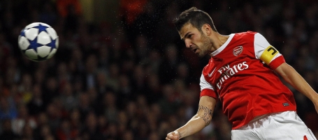 Arsenal's Cesc Fabregas scores against Braga during their Champions League group H match at the Emirates Stadium, London, Wednesday, Sept 15, 2010. (AP Photo/Kirsty Wigglesworth)