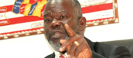 In this photo taken Wednesday Feb. 17, 2010, Liberian Senator Prince Johnson, gestures during an interview in Monrovia, Liberia. One of Liberia's most infamous warlords, Johnson says he plans to run for the presidency himself even though a government commission wants him tried for crimes against humanity. Despite being widely known for the gruesome torture and slaying of Samuel K. Doe - a videotape of the event was even sold on Monrovia's streets - Johnson was overwhelmingly elected in 2005 to the Senate by his native Nimba county for a nine-year term. (AP Photo)