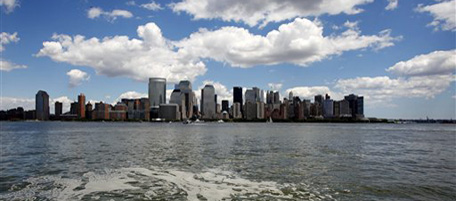 The lower Manhattan skyline is shown, Thursday, July 1, 2010 in New York. (AP Photo/Mark Lennihan)
