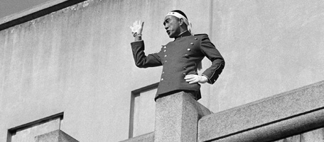 This November 25, 1970 picture shows Japanese author Yukio Mishima speaking before Japanese Self-Defence Force soldiers at Tokyo's miltary garrison station. November 25, 2010 marked the 40th anniversary of when Mishima sliced open his own stomach in a ritual "sepukku" disembowelment suicide after delivering a speech from the balcony. AFP PHOTO/JIJI PRESS (Photo credit should read JIJI PRESS/AFP/Getty Images)
