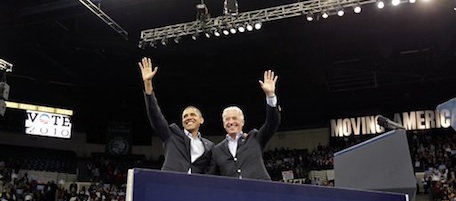 President Barack Obama with Vice President Joe Biden makes a final get-out-the-vote push for Democratic candidates during a rally at Cleveland State University in Cleveland Sunday, Oct. 31, 2010. Democratic Gov. Ted Strickland and Democratic Senate candidate Lee Fisher are in combative races in Ohio. (AP Photo/J. Scott Applewhite)