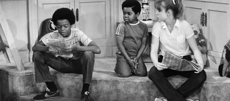 DIFF'RENT STROKES -- "The Job" Episode 19 -- Pictured: (l-r) Todd Bridges as Willis Jackson, Gary Coleman as Arnold Jackson, Dana Plato as Kimberly Drummond -- Photo by: Paul Drinkwater/NBC/NBCU Photo Bank