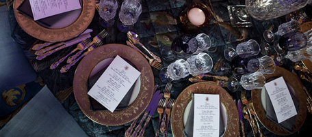 WASHINGTON - JANUARY 19: Place settings are seen in the Blue Room of the White House 19, 2011 in Washington, DC. President Barack Obama and first lady Michelle Obama are hosting Chinese President Hu Jintao for a state dinner during his visit to the United States. (Photo by Brendan Smialowski/Getty Images)