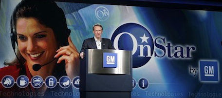 General Motors CEO Rick Wagoner speaks about GM's OnStar service at his keynote address at the Consumer Electronics Show (CES) in Las Vegas, Tuesday, Jan. 8, 2008. (AP Photo/Paul Sakuma)