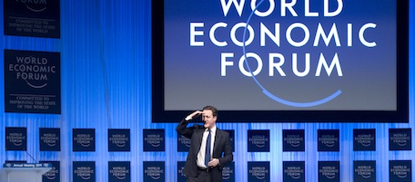 British Prime Minister David Cameron addresses on January 28, 2011 the World Economic Forum (WEF) annual meeting in Davos. Cameron Cameron told global elites at Davos that deregulation in Europe could add billions to the beleaguered economy. He said fellow European leaders such as French President Nicolas Sarkozy and German Chancellor Angela Merkel agree that Europe needs to adopt a "light touch" on regulation to boost the continent's growth. AFP PHOTO /JOHANNES EISELE (Photo credit should read JOHANNES EISELE/AFP/Getty Images)