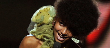 LOS ANGELES, CA - FEBRUARY 13: Singer Esperanza Spalding accepts the Best New Artist Award during the 53rd Annual GRAMMY Awards held at Staples Center on February 13, 2011 in Los Angeles, California. (Photo by Kevin Winter/Getty Images) *** Local Caption *** Esperanza Spalding