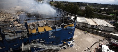 NETANYA, ISRAEL - FEBRUARY 05: (ISRAEL OUT) A general view of the IKEA store which was destroyed by fire on February 5, 2011 in Netanya, Israel. The flagship store, IKEA's first in Israel, collapsed after a fire broke out overnight destroying all the stock in the building. (Photo by Uriel Sinai/Getty Images)