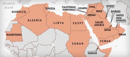 Il malcontento nel Nordafrica in una mappa