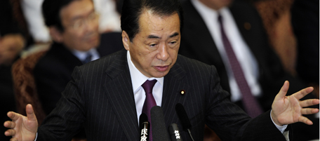 Japanese Prime Minister Naoto Kan answers a question during the Upper House's budget committee session at the National Diet in Tokyo on March 7, 2011, one day after his foreign minister Seiji Maehara resigned. Kan is now "on the edge of a cliff" after his high-profile foreign minister quit over a funding scandal. AFP PHOTO / Yoshikazu TSUNO (Photo credit should read YOSHIKAZU TSUNO/AFP/Getty Images)