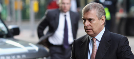 LONDON, ENGLAND - MARCH 07: The Duke of York arrives at the Headquarters of CrossRail in Canary Wharf on March 7, 2011 in London, England. Prince Andrew is under increasing pressure after a series of damaging revelations about him, including criticism over his friendship with convicted sex offender Jeffrey Epstein, an American financier surfaced. (Photo by Dan Kitwood/Getty Images) *** Local Caption *** The Duke of York