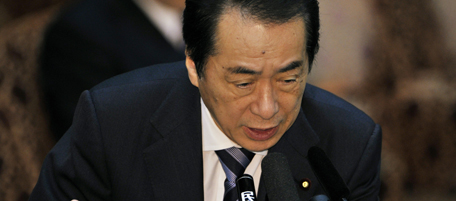 Japanese Prime Minister Naoto Kan answers a question at the Upper House's budget committee session at the National Diet in Tokyo on April 18, 2011. Kan said that we had approved nuclear power generation on condition that layers of safety measures were taken. AFP PHOTO / Yoshikazu TSUNO (Photo credit should read YOSHIKAZU TSUNO/AFP/Getty Images)