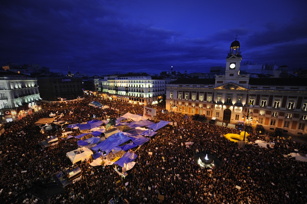 Puerta del Sol, Madrid, 19 maggio 2011. (PEDRO ARMESTRE/AFP/Getty Images)