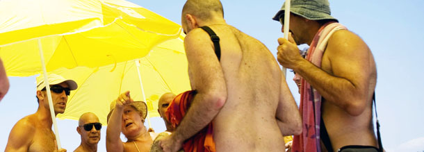 A group of nudists protest to demand the right to walk around naked and call for respect on July 18, 2010 in Vera, near Almeria. AFP PHOTO/JORGE GUERRERO (Photo credit should read Jorge Guerrero/AFP/Getty Images)