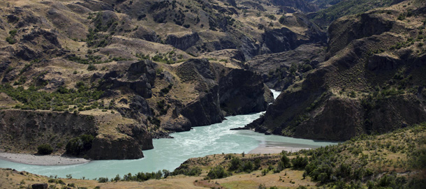 This photo taken Jan. 20, 2008 show a view of the confluence of the Baker and Chacabuco rivers on the outskirst of Cochrane, Aysen region, in Chile's northern Patagonia. The multinational consortium, HidroAysen has proposed to build five hydroelectric megadams in this remote Patagonian region. If the proposal is accepted, one of the dams will flood most of Los Nadis, requiring the relocation of its residents. In the next few days, the region's Commision for Environmental Evaluation will meet to determine whether or not HidroAysen has met the environmental standards required by Chilean law for the project to proceed.(AP Photo/Jorge Uzon)