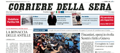 Le prime pagine di mercoledì 25 maggio 2011
