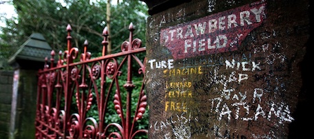 LIVERPOOL, UNITED KINGDOM - JANUARY 04: The gates of Strawberry Field in Liverpool immortalised by the Beatles song 'Strawberry Fields Forever' where John Lennon used to play as a child. on January 4, 2008 in Liverpool, England. The field will see even more tourists this year as the city starts it's festivities as 2008 European Capital of Culture. Beatle legends Paul McCartney and Ringo Starr are both taking part with concerts planned at venues in the city. The city has invested millions of pounds in the lead up to being European Capital of Culture in 2008. (Photo by Christopher Furlong/Getty Images)