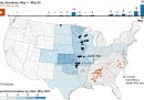 La mappa dei tornado negli Stati Uniti