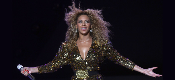 GLASTONBURY, ENGLAND - JUNE 26: Beyonce performs on the main Pyramid Stage at the Glastonbury Festival site at Worthy Farm, Pilton on June 26, 2011. This year's festival features headline acts U2, Coldplay and Beyonce. The festival, which started in 1970 when several hundred hippies paid 1 GBP to watch Marc Bolan, has grown into Europe's largest music festival attracting more than 175,000 people over five days. (Photo by Matt Cardy/Getty Images)