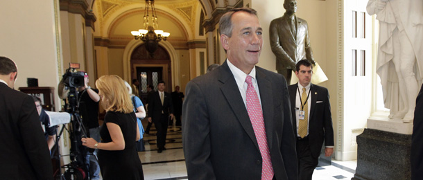 House Speaker John Boehner of Ohio, walks from the House floor on Capitol Hill in Washington, Friday, June 24, 2011, during debate over funding for U.S. military action in Libya. (AP Photo/J. Scott Applewhite)