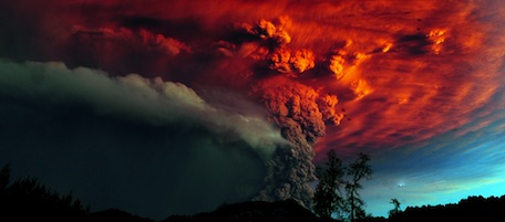 A cloud of ash billowing from Puyehue volcano near Osorno in southern Chile, 870 km south of Santiago, on June 5, 2011. Puyehue volcano erupted for the first time in half a century on June 4, 2011, prompting evacuations for 3,500 people as it sent a cloud of ash that reached Argentina. The National Service of Geology and Mining said the explosion that sparked the eruption also produced a column of gas 10 kilometers (six miles) high, hours after warning of strong seismic activity in the area. AFP PHOTO/CLAUDIO SANTANA (Photo credit should read CLAUDIO SANTANA/AFP/Getty Images)