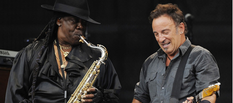 FILE - In this July 2, 2009 file photo, Bruce Springsteen, right, and the saxophonist Clarence Clemons, left, perform during his first Germany concert at his "working on a dream" European tour in the Olympic stadium in Munich, southern Germany, A spokeswoman for Bruce Springsteen and the E Street Band says saxophone player Clarence Clemons has died in Florida at age 69 on Saturday, June 18, 2011. (AP Photo/Christof Stache, File)