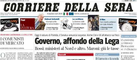 Le prime pagine di domenica 19 giugno 2011