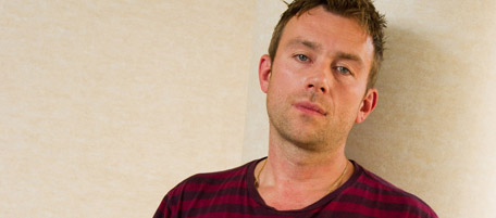 Damon Albarn from the band Gorillaz poses for a portrait at Madison Square Garden in New York, Friday, October 8, 2010. (AP Photo/Charles Sykes)