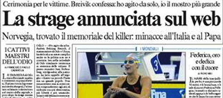 Le prime pagine di lunedì 25 luglio 2011