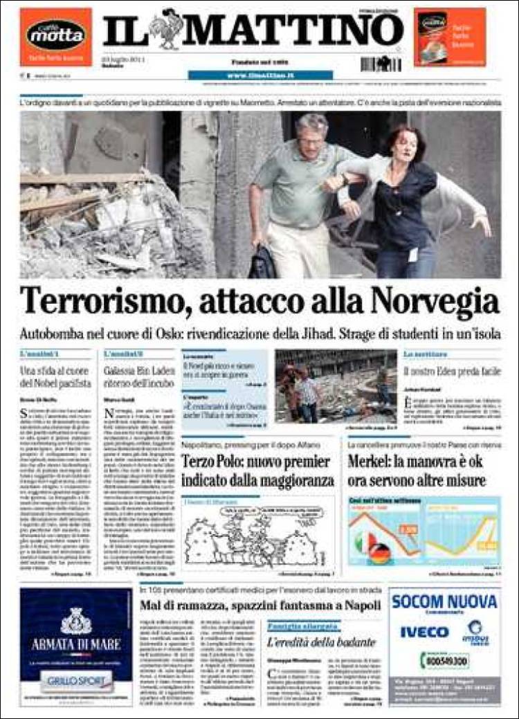 Le prime pagine di sabato 23 luglio 2011 Il Post
