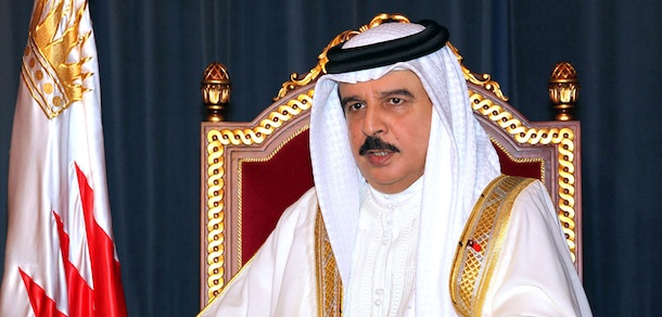 In this photo released by the government's Bahrain News Agency, Bahrain's King Hamad bin Isa Al Khalifa delivers a televised speech to the nation Sunday, Sept. 5, 2010, from Manama, Bahrain. What began last month with the arrest of an opposition leader in Bahrain has mushroomed into a full-blown political offensive in the tiny Gulf nation with big fault lines: U.S.-allied Sunni rulers against members of a Shiite majority being cast as coup plotters who could open the door to Iranian influence. (AP Photo/Bahrain News Agency)