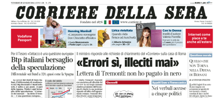 Le prime pagine di venerdì 29 luglio 2011