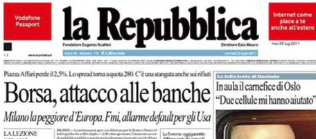 Le prime pagine di martedì 26 luglio 2011