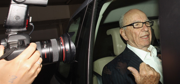 LONDON, ENGLAND - JULY 12: Rupert Murdoch, the chief executive officer of News Corp., is driven from his apartment on July 12, 2011 in London, England. Allegations emerged yesterday that private investigators working for The Sun and The Sunday Times newspapers, owned by Mr Murdoch's company, targeted former Prime Minister Gordon Brown to obtain bank details and his son's medical records. (Photo by Oli Scarff/Getty Images)