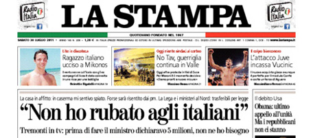 Le prime pagine di sabato 30 luglio 2011