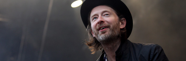 GLASTONBURY, ENGLAND - JUNE 24: Thom Yorke of Radiohead performs at the Park Stage at the Glastonbury Festival site at Worthy Farm, Pilton on June 24, 2011 in Glastonbury, England. Music fans had to brave more rain today at the five-day festival which opened on Wednesday, June 22, 2011. This year's festival features headline acts U2, Coldplay and Beyonce. The festival, which started in 1970 when several hundred hippies paid 1 GBP to watch Marc Bolan, has grown into Europe's largest music festival attracting more than 175,000 people over five days. (Photo by Matt Cardy/Getty Images)