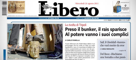 Le prime pagine di mercoledì 24 agosto 2011