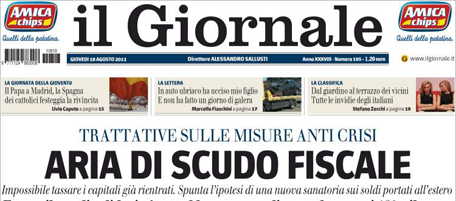 Le prime pagine di giovedì 18 agosto 2011