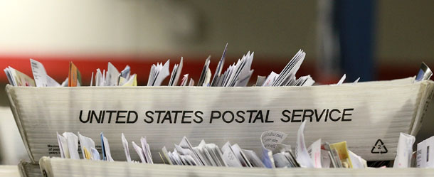SAN FRANCISCO, CA - AUGUST 12: Cartons of mail ready to be sorted sit on a shelf at the U.S. Post Office sort center on August 12, 2011 in San Francisco, California. The U.S. Postal Service is proposing to lay off 120,000 workers in order to deal with an $8.5 billion loss this year that has the agency close to insolvency. The layoffs, if approved by Congress, would take place over the next three years. In addition to layoffs, the Postal Service also wants to eliminate 100,000 jobs through attrition. (Photo by Justin Sullivan/Getty Images)