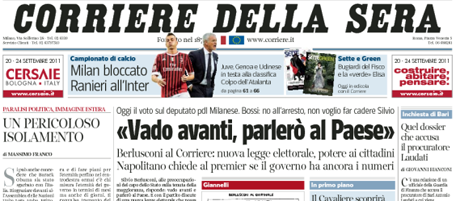 Le prime pagine di giovedì 22 settembre 2011
