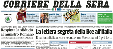 Le prime pagine di giovedì 29 settembre 2011