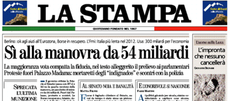 Le prime pagine di giovedì 8 settembre 2011