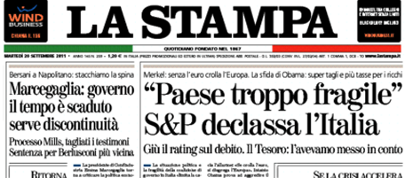 Le prime pagine di martedì 20 settembre 2011
