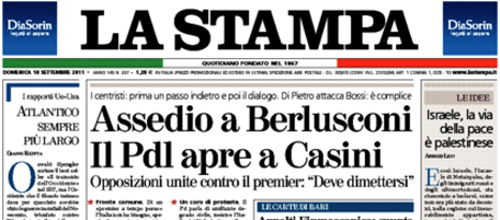 Le prime pagine di domenica 18 settembre 2011