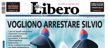 Le prime pagine di mercoledì 14 settembre 2011