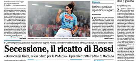 Le prime pagine di lunedì 19 settembre 2011