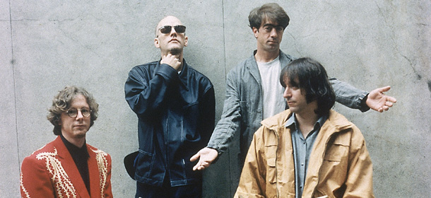 FILE &#8211; In this 1994 file photo originally released by Warner Bros. Records, alternative rock band R.E.M., from left, Mike Mills, Michael Stipe, Bill Berry, and Peter Buck are shown when they released their new album &#8220;Monster.&#8221; The band announced Wednesday, Sept. 21, 2011 on their website that they are breaking up. (AP Photo/Warner Bros.)
