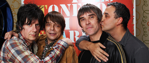 LONDON, ENGLAND &#8211; OCTOBER 18: (L-R) John Squire, Mani, Ian Brown and Reni of The Stone Roses pose for a portrait to announce they have reformed for two nights at Heaton Park in Manchester on 29th and 30th June 2012 at The Soho Hotel on October 18, 2011 in London, United Kingdom. (Photo by Dave J Hogan/Getty Images)
