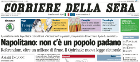 Le prime pagine di sabato 1 ottobre 2011